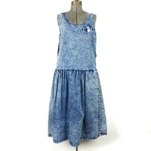 Vintage Acid Wash Denim Dress Mizz Lizz Size M E01
